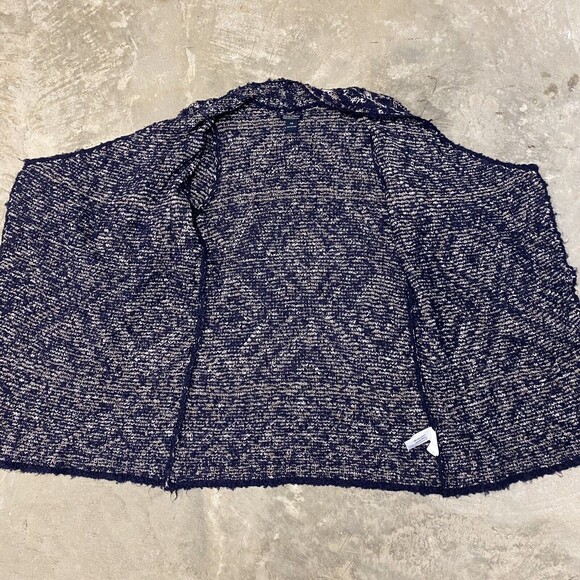 Lucky Brand XS Cardigan Sweater Navy Cream Aztec Open Drape Front Long Sleeve - Picture 10 of 14